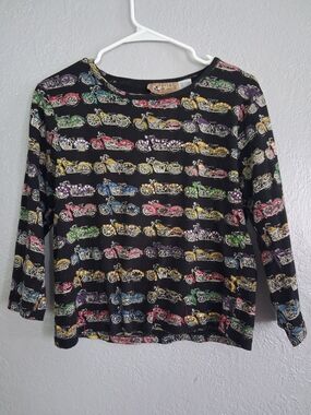 Don't Mess With Texas Vintage Colorful Beaded Sequin Motorcycle Top L